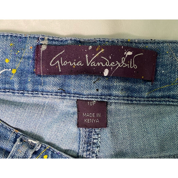 REFRESHED- Gloria Vanderbilt Hand Painted distressed Cropped Denim Jeans - Picture 7 of 7